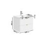 600mm White Wall Hung Vanity Unit with Basin and Brass Handles - Empire