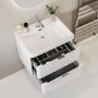 600mm White Wall Hung Vanity Unit with Basin and Chrome Handles - Empire