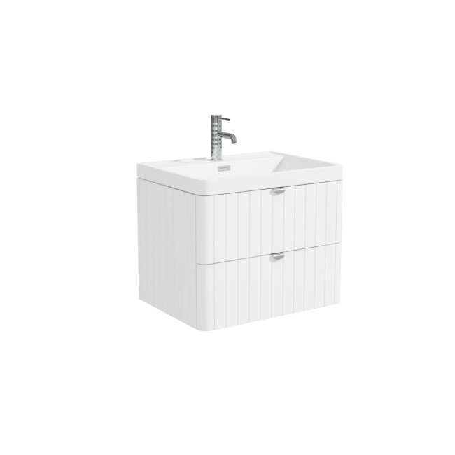 600mm White Wall Hung Vanity Unit with Basin and Chrome Handles - Empire