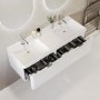 1200mm White Wall Hung Double Vanity Unit with Basin and Chrome Handles - Empire