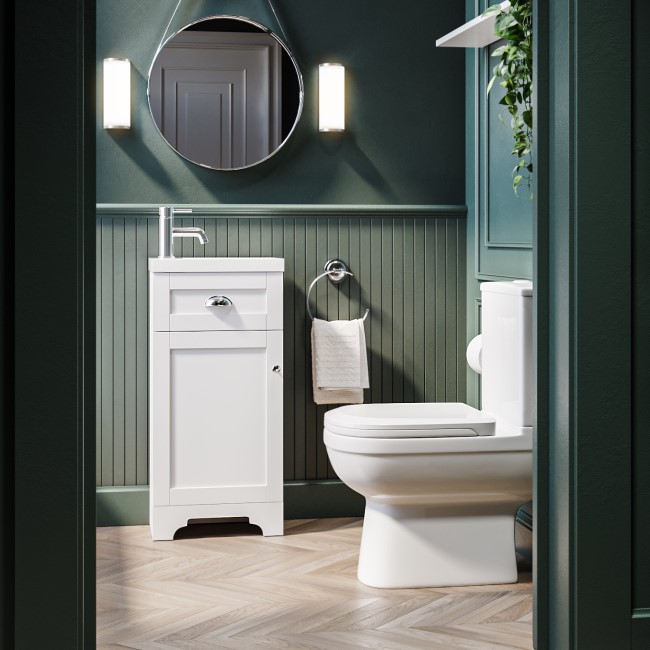 White Cloakroom Vanity Unit with Basin with Addison Toilet Suite