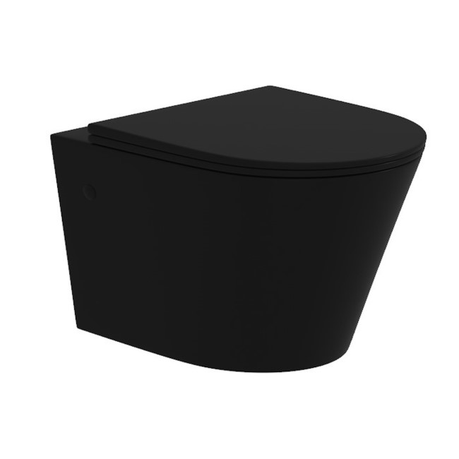 Matt Black Wall Hung Rimless Toilet with Soft Close Seat - Verona