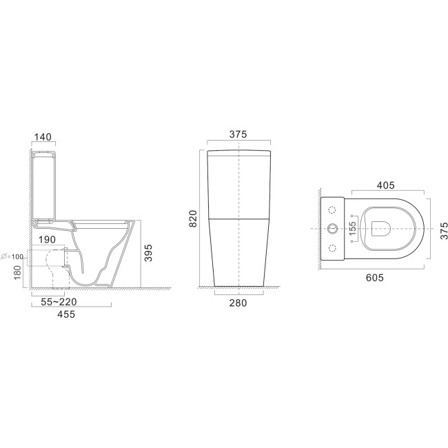 Close Coupled Rimless Toilet with Soft Close Seat - Newport