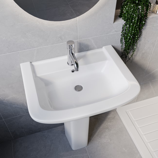 Rimless Close Coupled Toilet and Basin Suite - Ashford