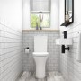 Indiana Rimless Comfort Height CC WC and Soft Close Slim Seat and Detroit Wall Hung Basin Suite