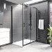 Black 8mm Glass Rectangular Sliding Shower Enclosure 1100x800mm - Pavo