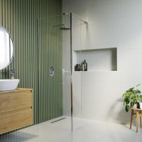 800mm Frameless Wet Room Shower Screen with 300mm Fixed Panel - Corvus