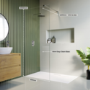 1600 x 800mm Chrome Walk in Shower Enclosure Suite with Ashford Toilet and Basin