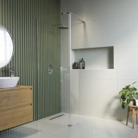 Walk In Shower 1000mm Frameless with 300mm Hinged Flipper Panel and Wall Support Bar - Corvus