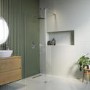 Walk In Shower 1000mm Frameless with 300mm Hinged Flipper Panel and Wall Support Bar - Corvus