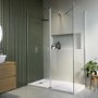 1700x800mm Frameless Walk In Shower Enclosure with 300mm Hinged Flipper Panel and Shower Tray - Corvus