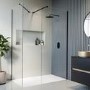 1400x800mm Black Frameless Walk In Shower Enclosure with Shower Tray - Corvus