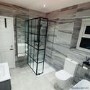 Walk In Shower 800mm Black Grid Framework with 300mm Fixed Panel and Wall Support Bar - Nova