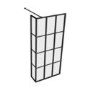 Walk In Shower 800mm Black Grid Framework with 300mm Fixed Panel and Wall Support Bar - Nova