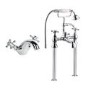 Chrome Freestanding Bath Shower Mixer and Basin Tap Set - Oxford