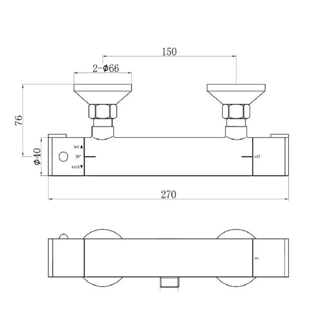 Chrome Thermostatic Round Bar Mixer Shower Set with Slide Rail Kit - Flow