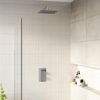 Chrome Single Outlet Wall Mounted Thermostatic Mixer Shower Set - Cube