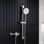 Chrome Thermostatic Mixer Shower Set With Round Slide Rail Kit - Volta