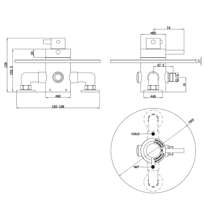 Chrome 1 Outlet Exposed Thermostatic Shower Valve - Volta