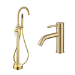 Brass Freestanding Bath Shower Mixer and Basin Tap Set - Arissa