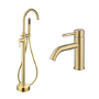 Brass Freestanding Bath Shower Mixer and Basin Tap Set - Arissa