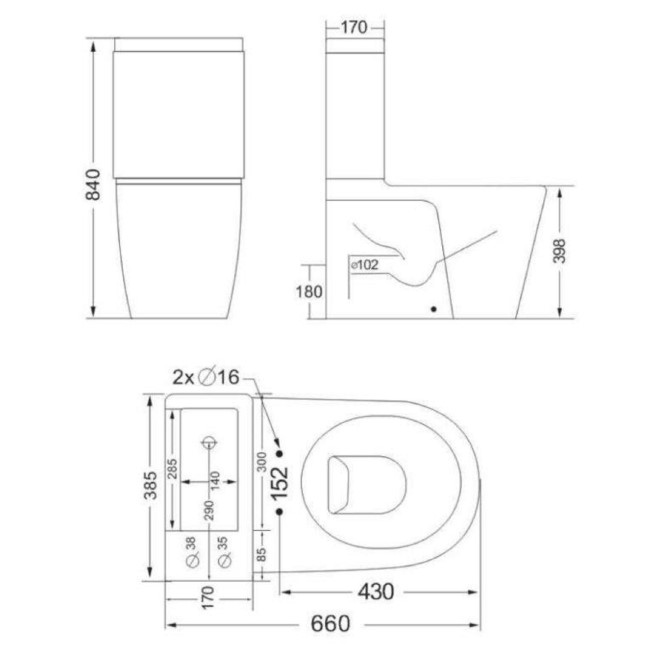 Close Coupled Toilet with Sink on Top - Legend