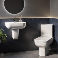 Close Coupled Corner Toilet and Semi Pedestal Basin Bathroom Suite - Seren