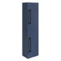 Double Door Blue Wall Mounted Tall Bathroom Cabinet with Black Handles 350 x 1400mm - Ashford