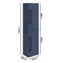 Double Door Blue Wall Mounted Tall Bathroom Cabinet with Black Handles 350 x 1400mm - Ashford