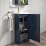 400mm Blue Cloakroom Freestanding Vanity Unit with Basin and Brass Handle - Ashford