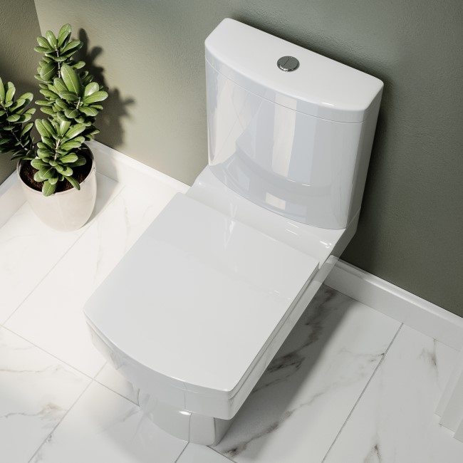 Close Coupled Toilet and Blue Vanity Unit Cloakroom Suite - Ashford