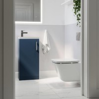 Wall Hung Toilet and Navy Matt Gloss Basin Vanity Unit Cloakroom Suite - Ashford