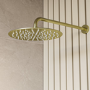 Brushed Brass Round Shower Head 250mm and Wall Arm - Arissa