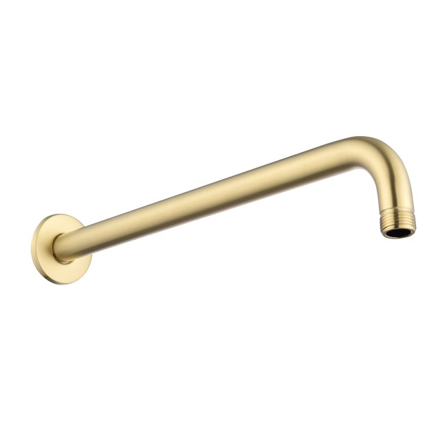 Brushed Brass Round Shower Head 250mm and Wall Arm - Arissa