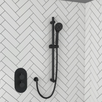 Black Single Outlet Thermostatic Mixer Shower Set with Hand Shower - Arissa