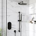 Black Dual Outlet Wall Mounted Thermostatic Mixer Shower Set with Hand Shower - Arissa