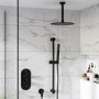 Black Dual Outlet Ceiling Mounted Thermostatic Mixer Shower Set with Hand Shower - Arissa