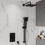 Black Dual Outlet Wall Mounted  Thermostatic Mixer Shower Set with Hand Shower - Zana