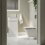 Wall Hung Toilet and White Gloss Basin Vanity Unit Cloakroom Suite - Pendle