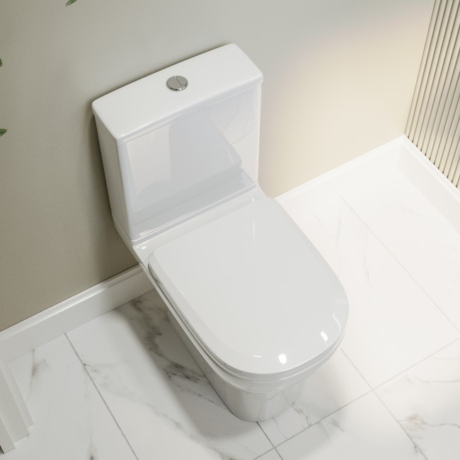 Close Coupled Toilet and White Gloss Basin Vanity Unit Cloakroom Suite - Pendle