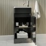 Wall Hung Toilet and Dark Grey Gloss Basin Vanity Unit Cloakroom Suite - Pendle