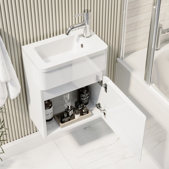 410mm White Wall Hung Cloakroom Vanity Unit with Basin - Pendle