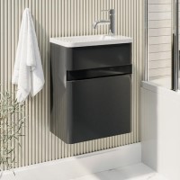 410mm Dark Grey Wall Hung Cloakroom Vanity Unit with Basin - Pendle