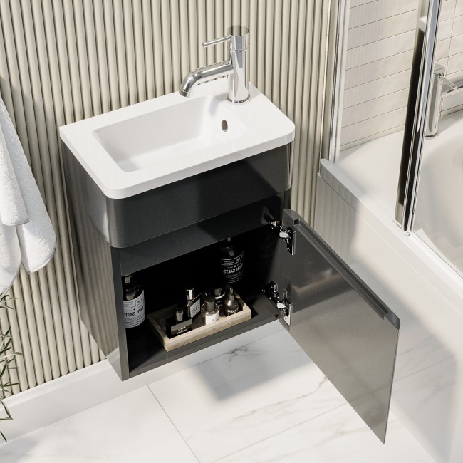 410mm Dark Grey Wall Hung Cloakroom Vanity Unit with Basin - Pendle