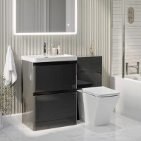 1100mm Dark Grey Toilet and Sink Unit with Back to Wall Toilet - Pendle