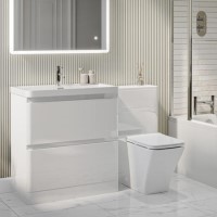 1300mm White Toilet and Sink Unit with Square Toilet - Pendle