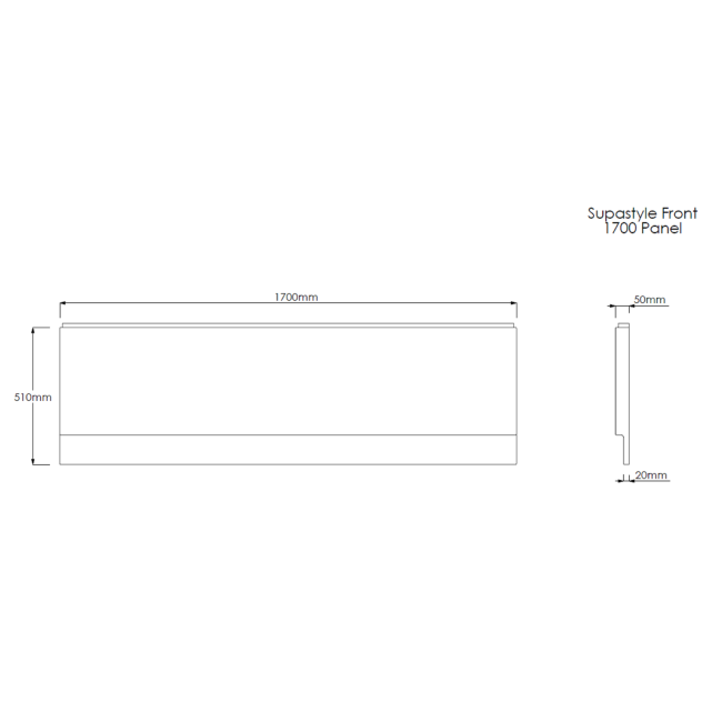 Single Ended Shower Bath with Front Panel & Brass Bath Screen 1700 x 750mm - Cotswold