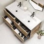 1200mm Wood Effect Wall Hung Double Vanity Unit with Basins - Roxbi