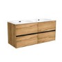 1200mm Wood Effect Wall Hung Double Vanity Unit with Basins - Roxbi