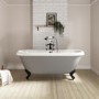 Matt Grey Double Ended Freestanding Bath with Matt Black Feet 1515 x 740mm - Park Royal